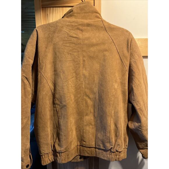 Casual Club VTG Men’s Large Brown Suede Leather Long Sleeve Zip Jacket Outdoor - Picture 9 of 12